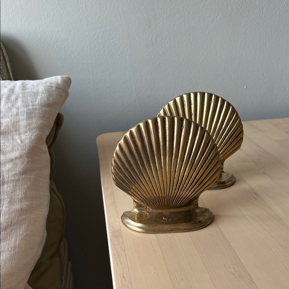 Brass Vintage SeaShell Bookends